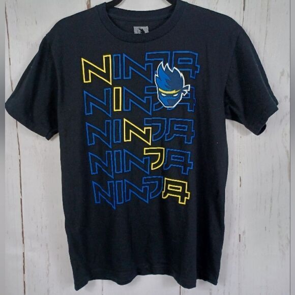 ‼️final must bundle‼️ Ninja Boy's Tee Blue Yellow Graphic Logo - Picture 1 of 3